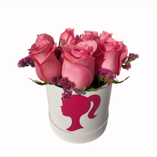 Box Barbie con 6 rosas y statice