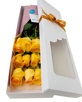 Caja de 12 rosas amarillas