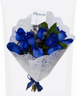 Ramo de 12 rosas azules
