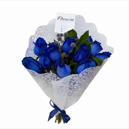 Ramo de 12 rosas azules