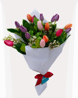 Ramo de 18 tulipanes de diferentes colores