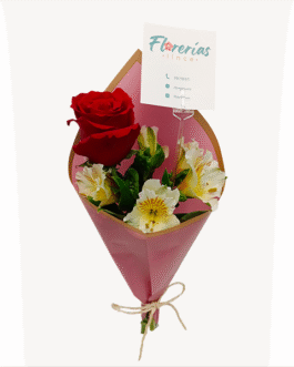 Ramo de una rosa y astromelia