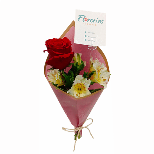 Ramo de una rosa y astromelia