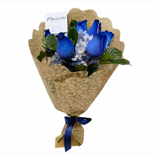 Ramo de 6 rosas azules