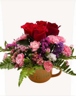 Taza con 4 rosas