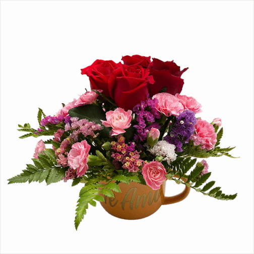 Taza con 4 rosas