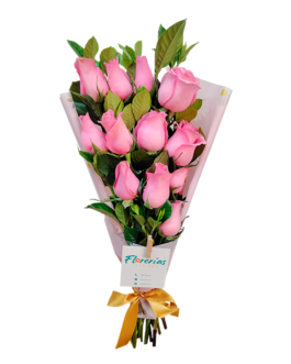Ramo de 12 rosas rosadas