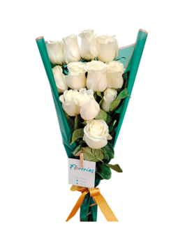 Ramo de 12 rosas blancas